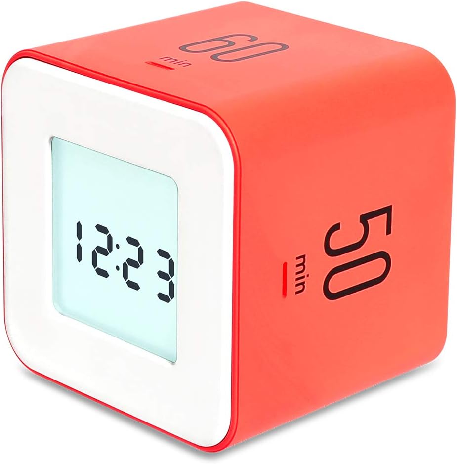 mooas Multi Clock Time Cube Timer (White), Alarm & Backlight Desk Productivity for ADHD Kids Classroom Study, Kitchen, Cooking, Desk, Office, Time Management 5,15,30,60 min Timer Various Setting