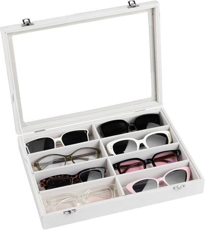 Frebeauty Sunglass Organizer,Velvet Glasses Organizer,8-Slot Sunglasses Tray for Drawer, Men's/Women's Sunglasses Box, Glasses Holder for Watch Stackable Eyeglass/Eyewear Display Tray(Beige)