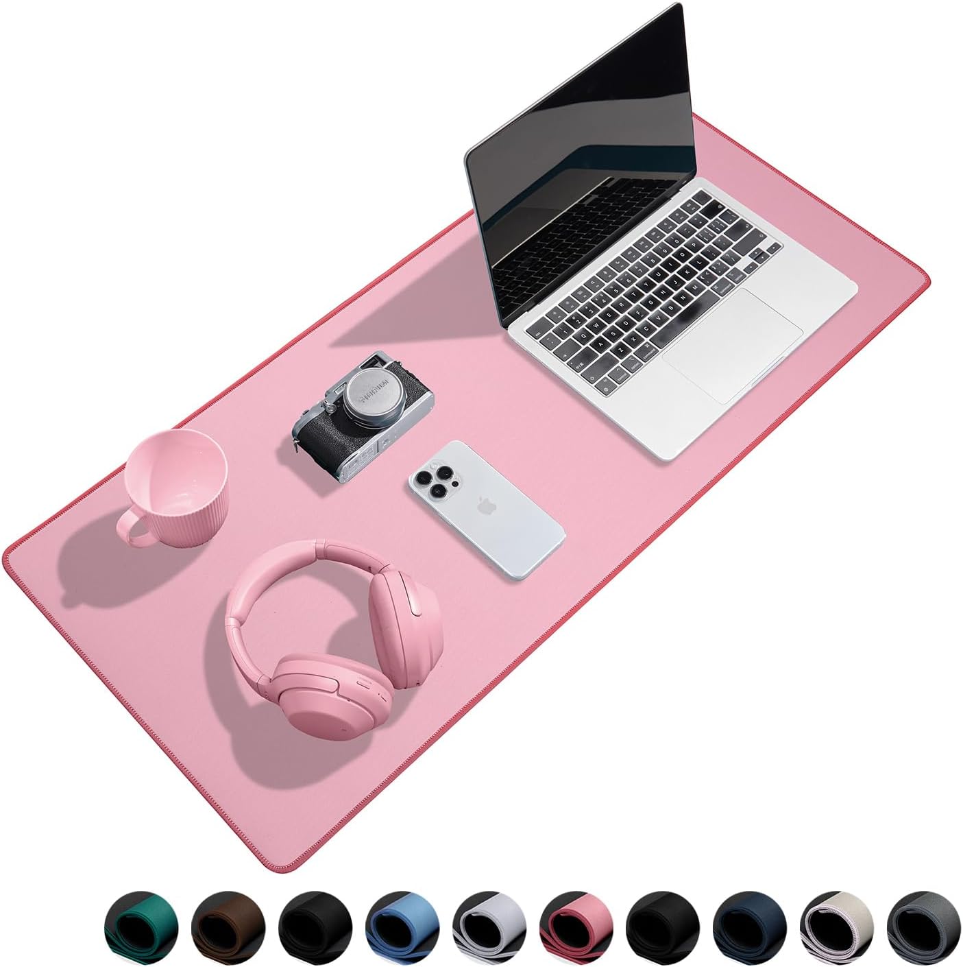 Reniteco Waterproof Large Gaming Mouse Pad with Durable Stitched Edges, Non-Slip Rubber Base, Grainy Jacquard Mouse Mat Desk Pad for Home Office Gaming, 31.5''x11.8''x0.12'', Matte Beige