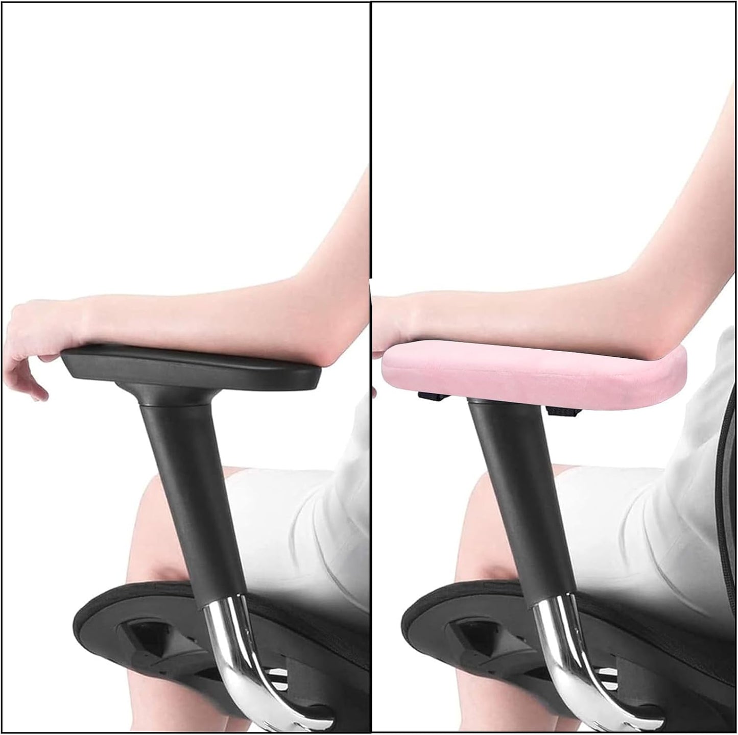 MOSISO Chair Armrest Pads (2 Pack), Memory Foam Home/Office Chair Arm Rest Covers Comfy Computer Gaming Elbow Cushion Removable Washable Elbow Support Forearm Pressure Relief, Black