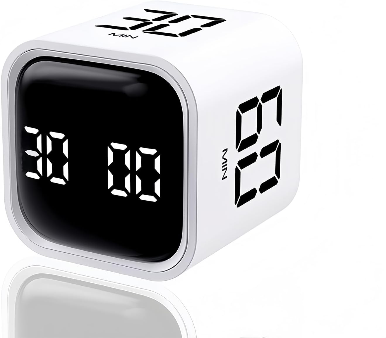 Digital Cube Pomodoro Timer Desk Rechargeable Productivity Timer 5/10/30/60min & Custom Countdown, Vibration & Adjustable Sound Alarm,for Task Work Kitchen ADHD Kids Studying (Black)