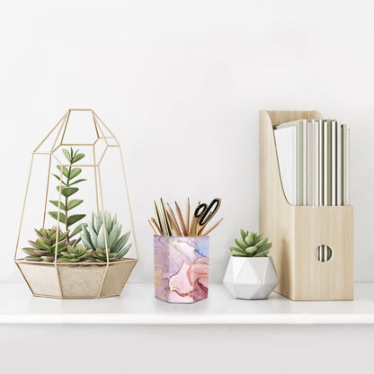 Pen Holder, Pencil Holder for Desk, Marble Desk Organizer Cute, Durable Ceramic Pencil Cup, Decorative Makeup Brush Holder Cup, Stationery Holder for Office, Home, Gray Marble
