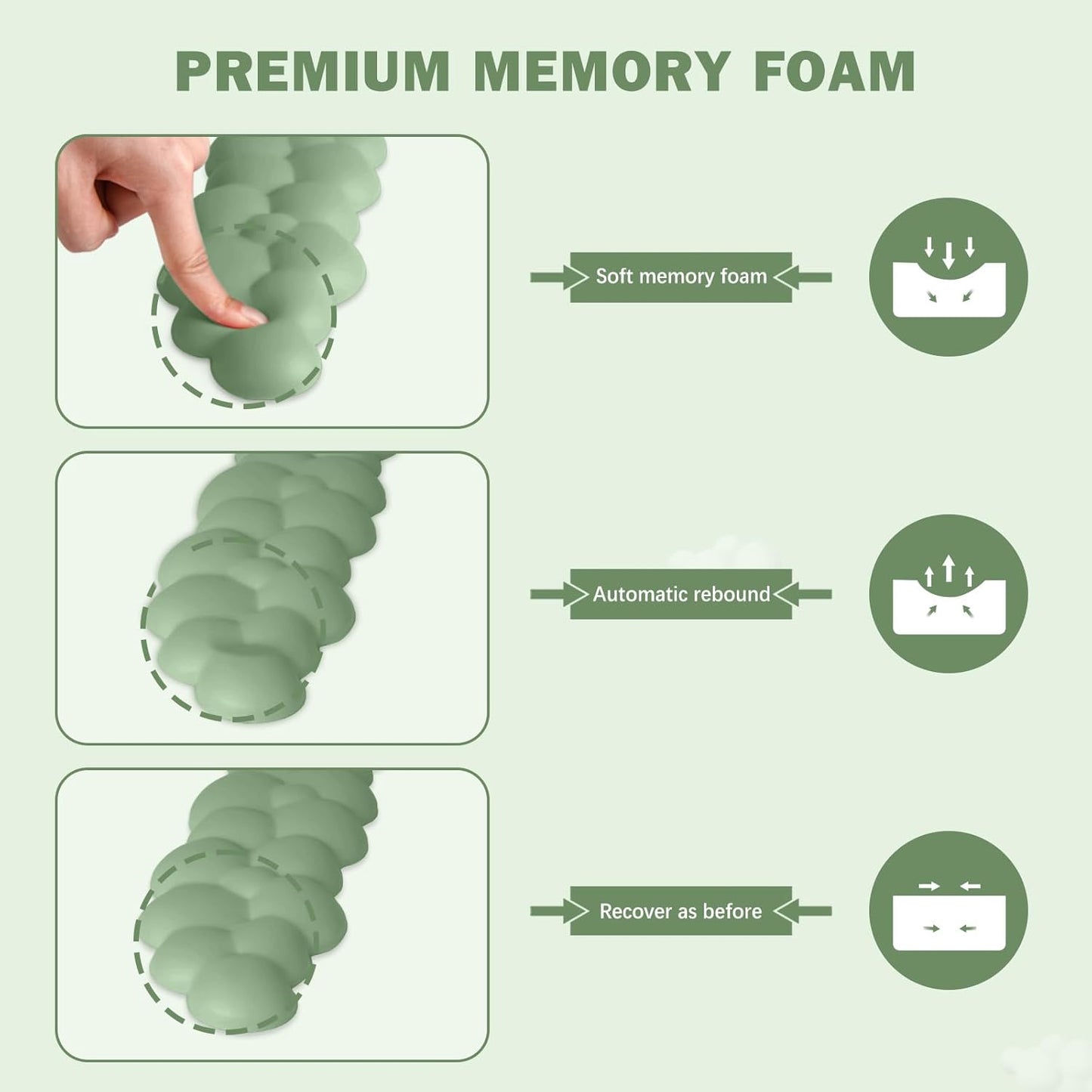 Keyboard Wrist Rest Pad Set, Leaf Shape PU Leather Memory Foam Wrist Cushion Support,Mouse Wrist Rest Pad,Non-Slip Wrist Support for Easy Typing Pain Relief, Green Leaf