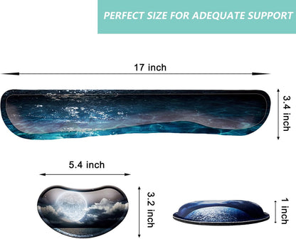 Keyboard Wrist Rest Mouse Wrist Support Set, Memory Foam Wrist Rest Pad for Computer Laptop Keyboard Mouse, Ergonomic Wrist Cushion Support for Typing Pain Relief, Gaming Home Office, Flowers Grass
