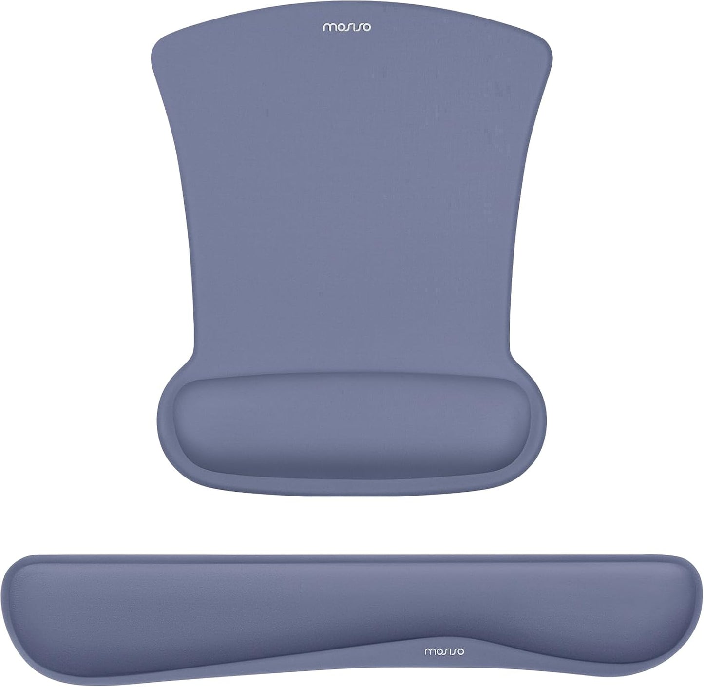 MOSISO Wrist Rest Support for Mouse Pad & Keyboard Set, Ergonomic Mousepad Non-Slip Base Home/Office Pain Relief & Easy Typing Cushion with Neoprene Cloth & Raised Memory Foam, Black
