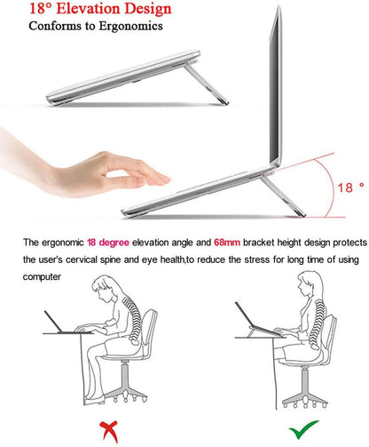 Soke-Six Laptop Stand,Aluminum Portable Foldable Laptop Support Stand Holder Desk Table Mobile Phone Stand for iPad MacBook Pro Air Notebook