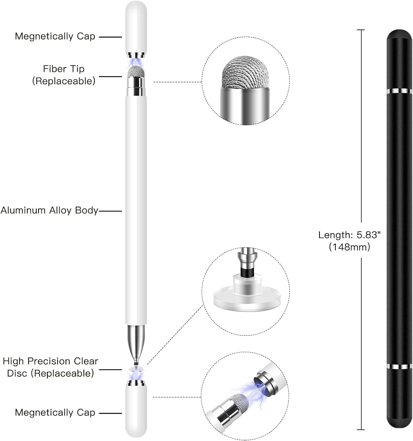 2Pcs Stylus and Mount for Skylight Calendars 15/27 Inch/Nintendo Switch 2/Switch Lite, 2in1 Dual Tip Pen for Skylight Calendar Accessories Magnetic Suction Pen Cap (2*Stylus+Holder White)