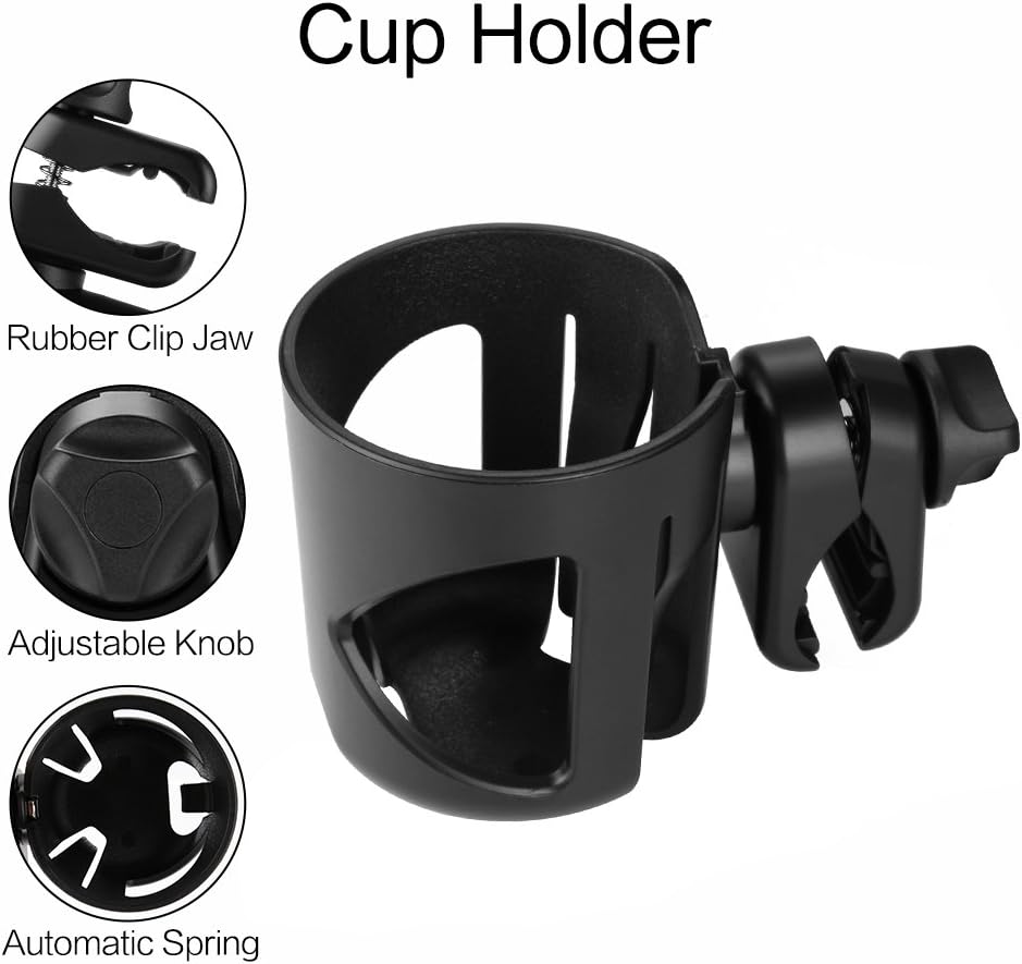 Accmor Stroller Cup Holder, Universal Cup Holder for Stroller Walker Bike, 360° Rotatable Large Caliber Designed Bottle Holder for Stroller, Bike, Wheelchair, Scooter