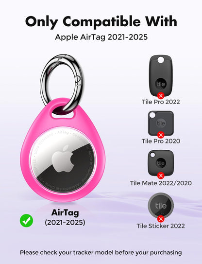 UNBREAKcable AirTag Holder for Apple - 4 Pack Air Tag Case [Fit Tightly Design] [Easy to Install] [Hold Securely] Waterproof TPU Protective Cover with Metal Keychain for Kids,Pet,Luggage,Backpack,Keys