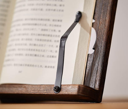 Book Stand with Page Clips, Foldable Reading Rest Holder, Portable Desk Bookrest, Cookbook/Tablet PC/Music Document Stand, Adjustable Wood Reading Frame (Chinese Knot, 13.2 x 9.5 inches)