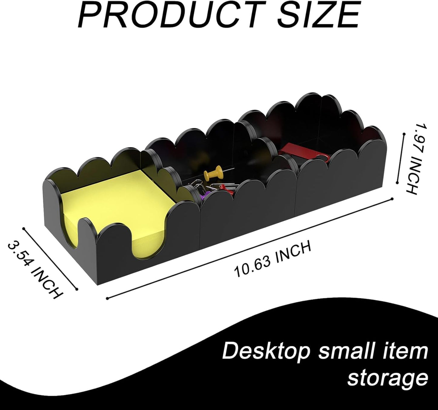 YAGELI Magnetic 3-in-1 Acrylic Sticky Note Holder Dispenser | Modern Desktop Organizer for 3x3 Post It Notes & Memo Pads with Non-Slip Base | for Productive Workspace at Office, Home or School | Clear