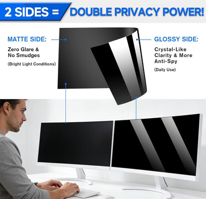 [2-Pack] Privacy Screen For Computer Monitor, 27-Inch 16:9 Aspect Ratio; Anti Spy/Bule Light/Glare And Eye Protection, 2 Install Ways Removable For Office, Airport, Cafe And Other Public Area; Diagonal 27 Inches, Width 23.53 Inches, Height 13.24 Inches