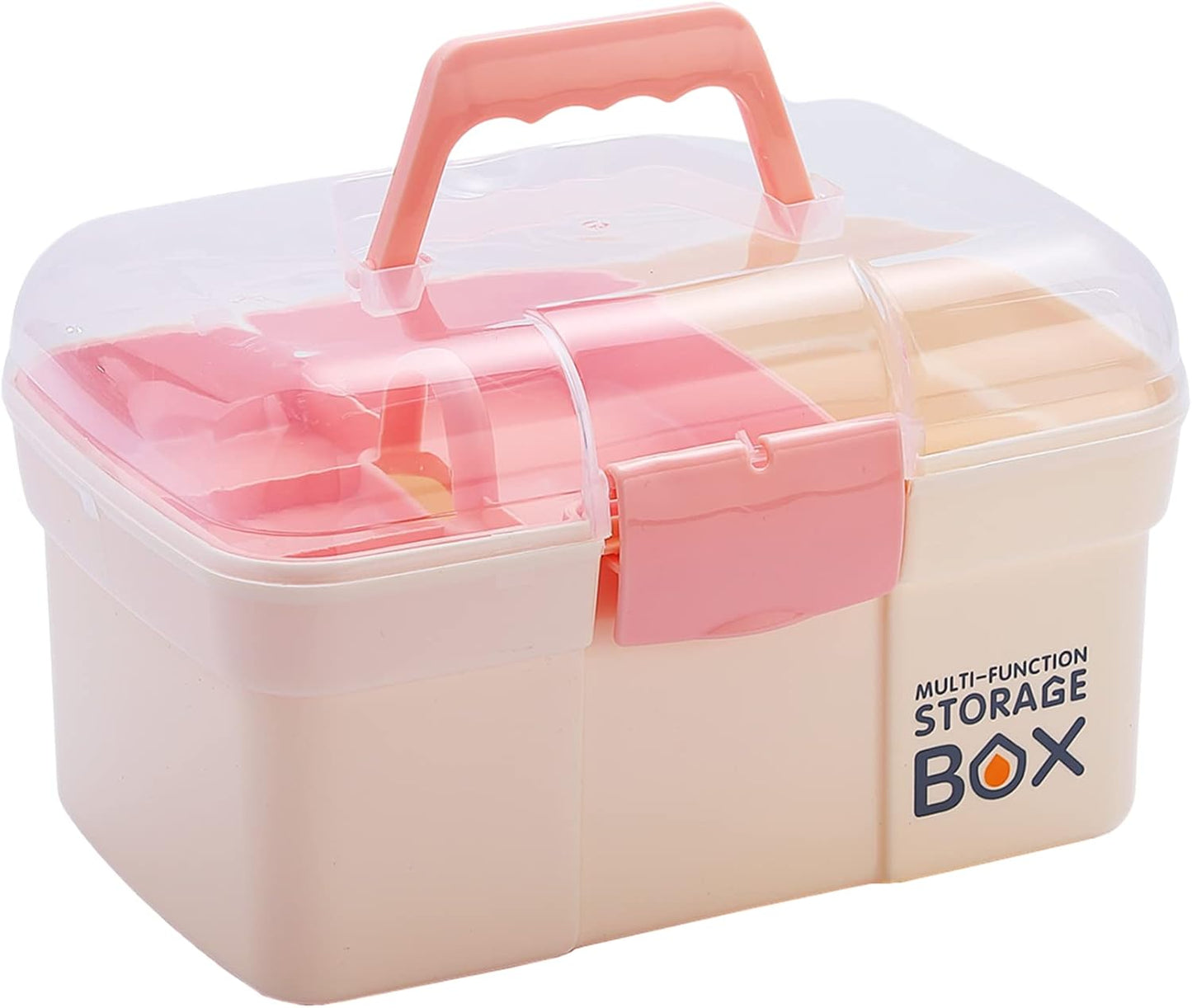 Kinsorcai 11'' Plastic Storage Box with Removable Tray, Multipurpose Organizer and Storage Case for Art Craft and Cosmetic (Green)
