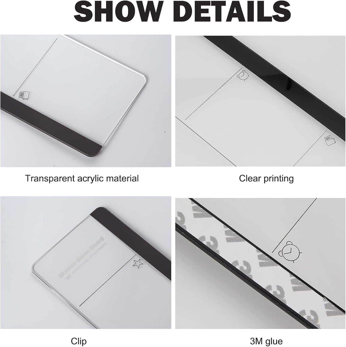 Office Desk Accessories 2pcs Multifunction Computer Monitor Memo Board - Office Supplies for Women Men Computer Sticky Note Holder Home Decor (Smooth Monitor Memo Board)