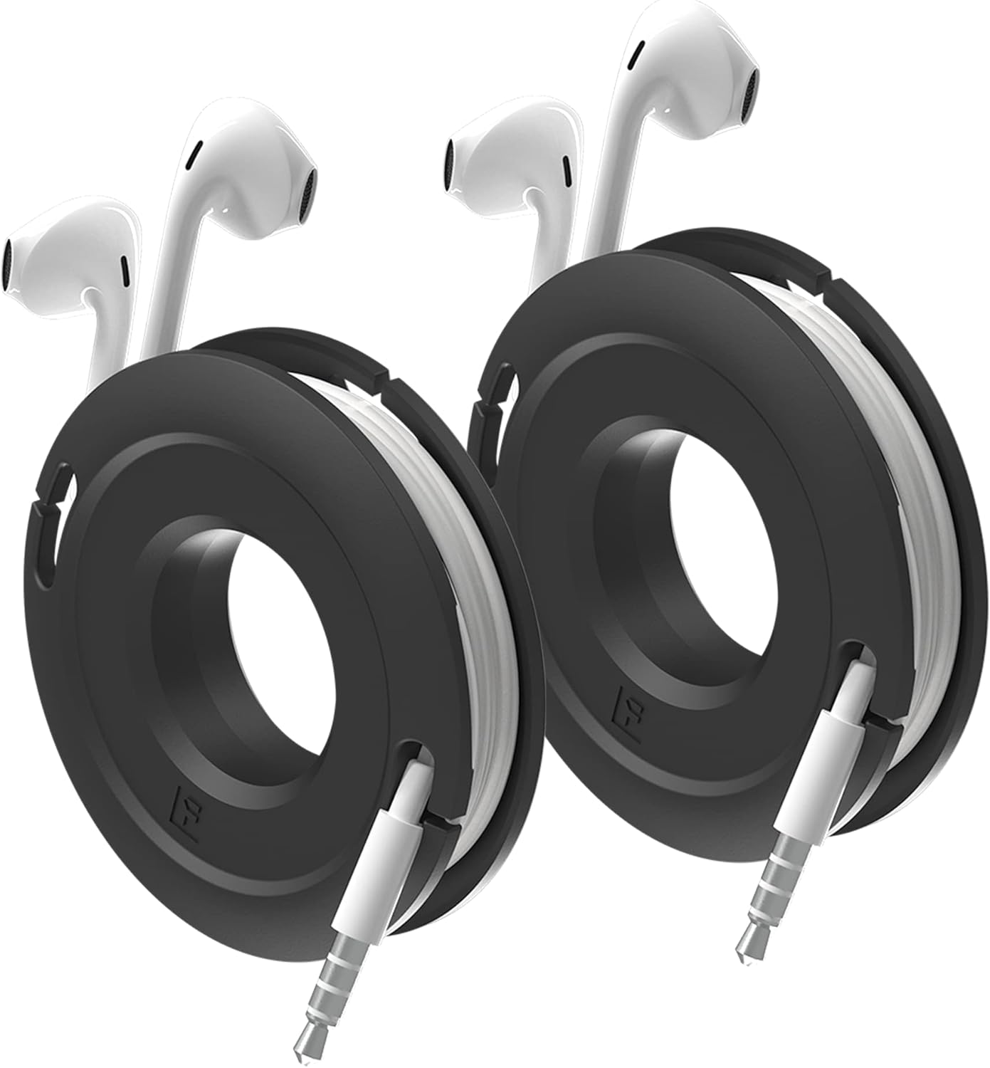 Side Winder Mini and Max Headphone, Earbud and Charging Cable Winder and Organizer Perfect for Wrapping Earbuds and Cords for Travel and Organization 2-Pack (White, Max)