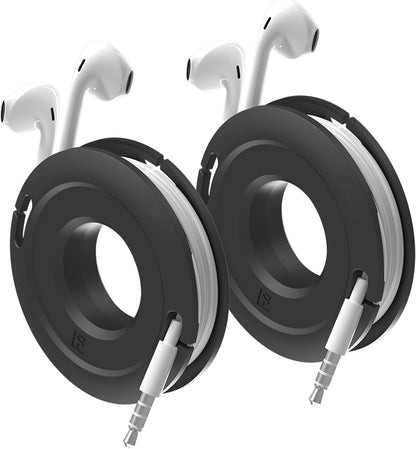 Side Winder Mini and Max Headphone, Earbud and Charging Cable Winder and Organizer Perfect for Wrapping Earbuds and Cords for Travel and Organization 2-Pack (White, Max)