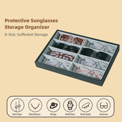 Glasses Holder Box Drawer Sunglass Organizer for Men Clear Storage Case 8 Slot Multiple Reading Glasses Display