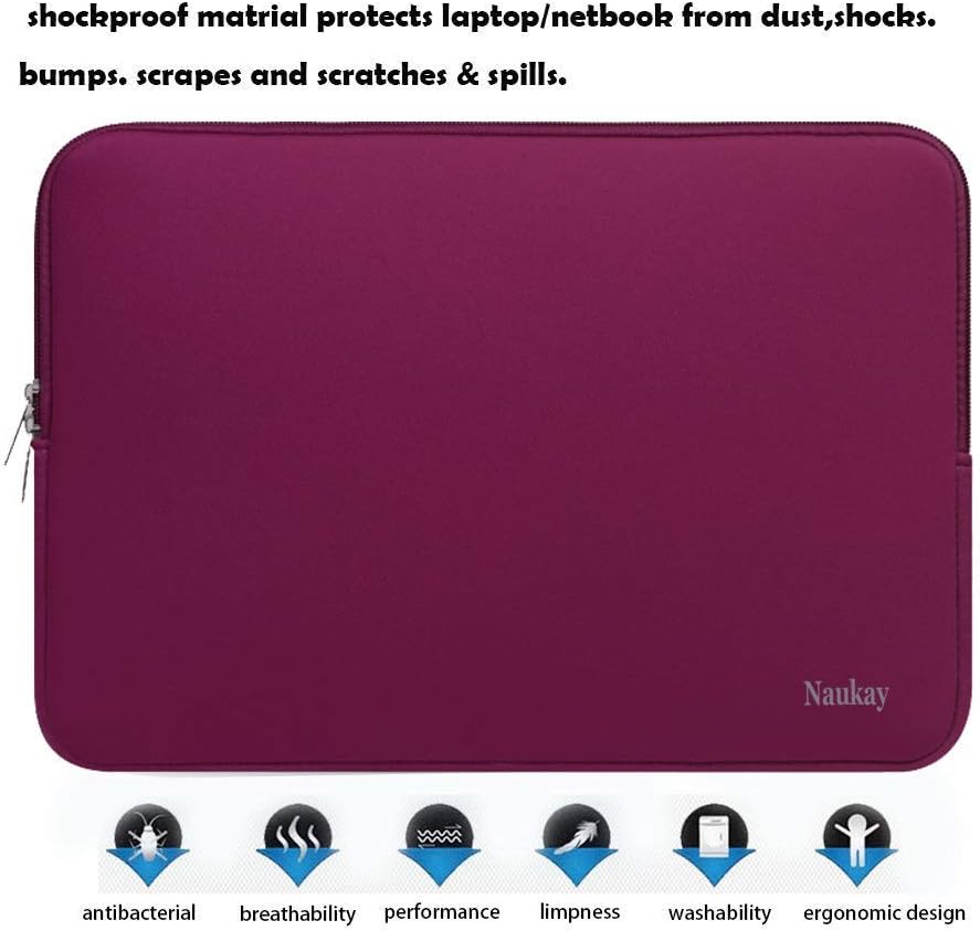 Naukay Laptop Sleeve Case, 15.6 Inch,Resistant Neoprene Notebook Computer Pocket Case/Tablet Briefcase Carrying Bag Compatible Asus/Dell/Fujitsu/HP/Sony/Toshiba/Acer- (Black)