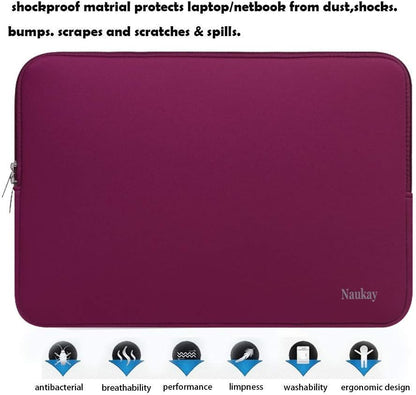 Naukay Laptop Sleeve Case, 15.6 Inch,Resistant Neoprene Notebook Computer Pocket Case/Tablet Briefcase Carrying Bag Compatible Asus/Dell/Fujitsu/HP/Sony/Toshiba/Acer- (Black)