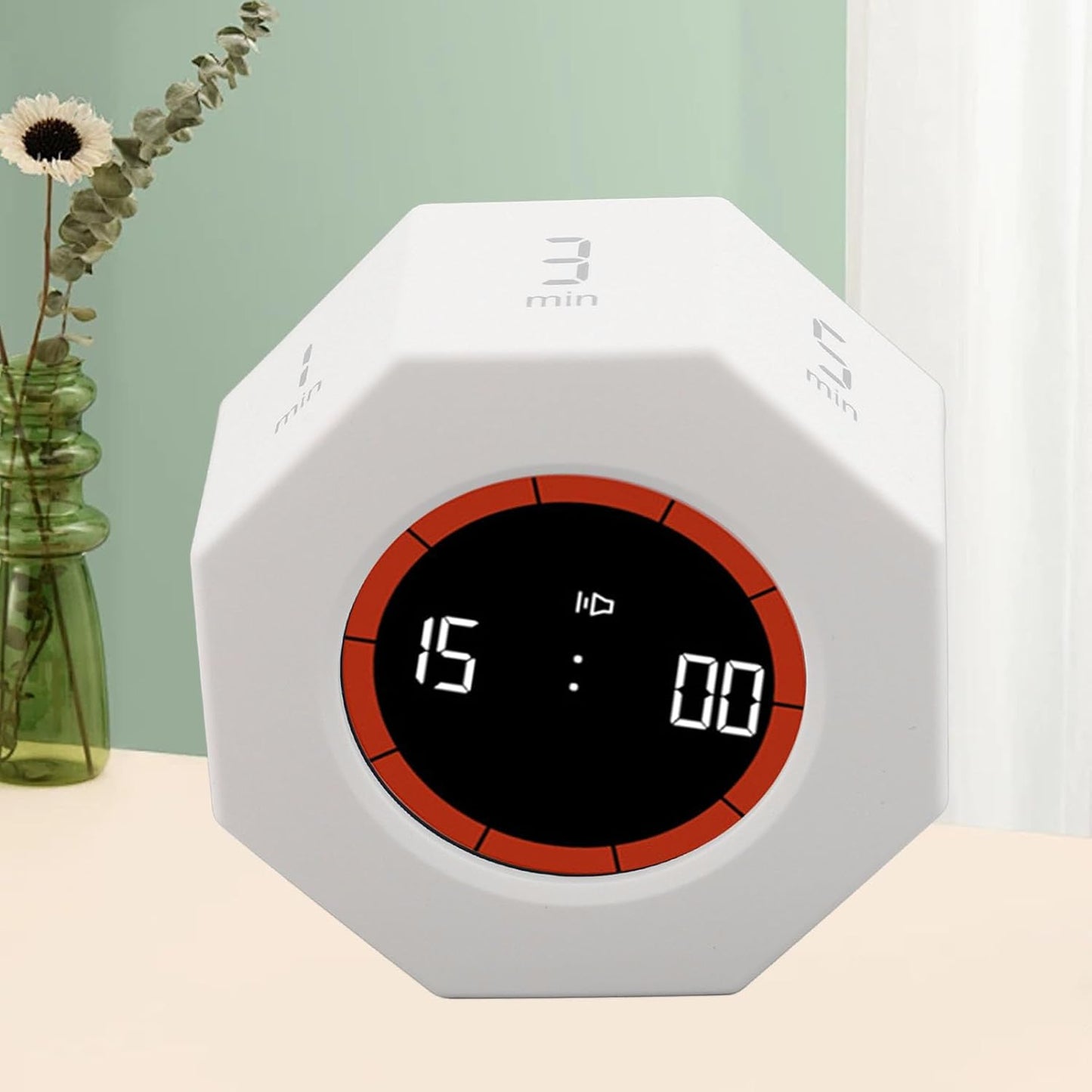Fabater Pomodoro Timer, Hexagon Flip Timer, Desk Productivity Cube Timers with 1 3 5 15 30 60 90 Minute Presets, Time Management for Classroom Cooking Studying Working (Black)