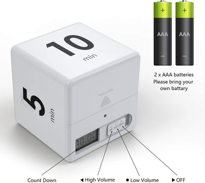 Cube Timer,Pretmess Gravity Flip Kitchen Timer for Time Management and Countdown Settings 1-3-5-10 Minutes