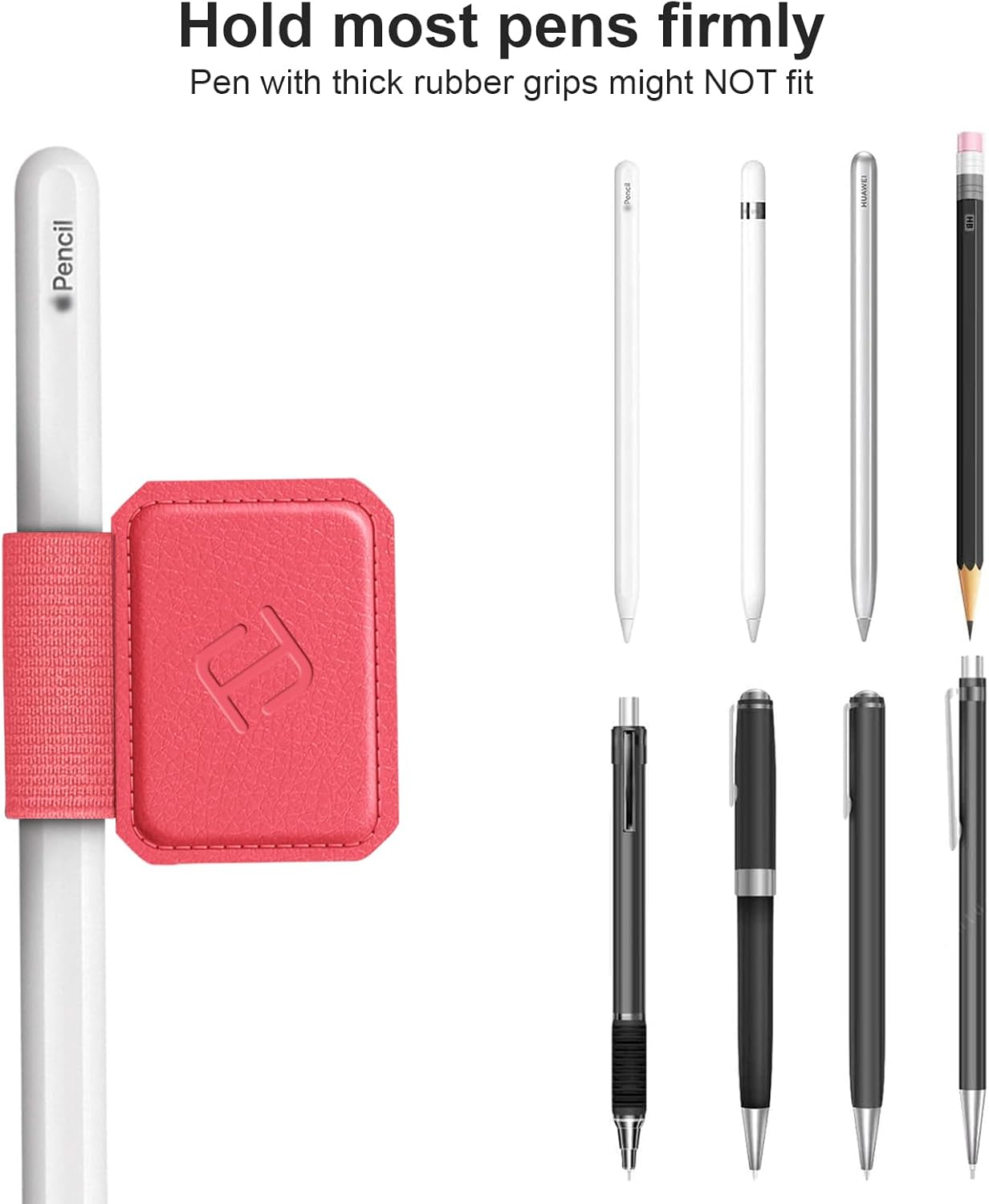 Fintie 4 Pack Pen Loop Holder for Apple Pencil Pro, Apple Pencil (USB-C / 1st / 2nd Generation) and Stylus Pens, Elastic Adhesive Leather Sleeve Attached to Cases, Black