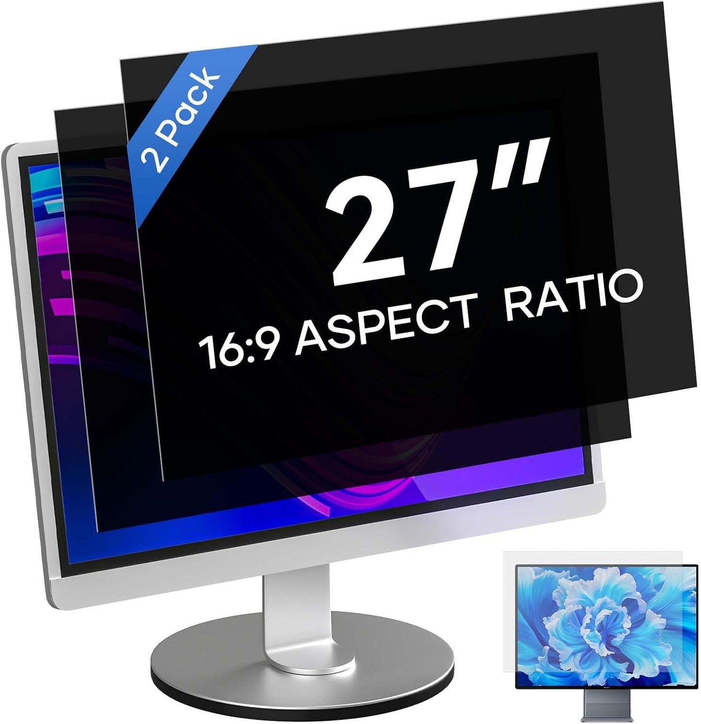 [2 Pack] 24 Inch Computer Privacy Screen for 16:9 Aspect Ratio Widescreen Monitor, Eye Protecting Anti-glare Blue Light Display Screen Privacy Protection, Removable Anti-scratch Coating
