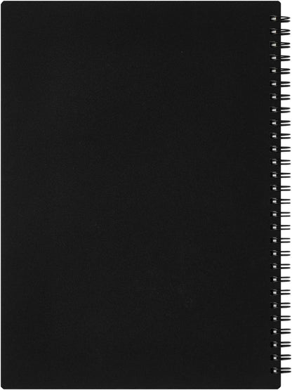 Maruman Mnemosyne Lined Notebook- Vertical A5, 5.83" x 8.27", 70 Sheets / 140 Pages, 7mm College Ruled With Center Line Journal, Perforated Pages & Wire-Bound to Lay Flat, Black, Made in Japan - Colors A