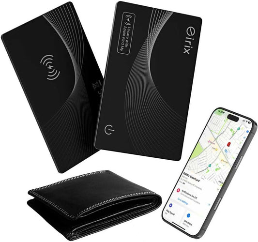 2026 [Apple MFi Certified] Ultra Thin Wallet Tracker Card-(1.6mm), Rechargeable Card Finder, Works with Apple Find My (iOS Only), Item Locator for Luggage Tags, Passports, Phone (Black, 1 Pack)