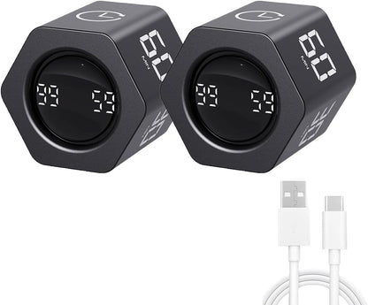 LUCKY TIME Productivity Timer Flip Gravity Sensor Pomodoro Cube Timer Countdown & Countup,1/5/10/30/60min Preset & Custom Timing, Mute/Vibrate/Sound for ADHD,Work,Study,Kitchen(1, White Hexagon)