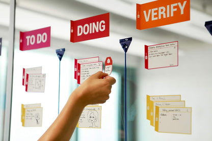 PATboard Scrum Board and Kanban Board - IMPEDIMENTcards to Mark impediments - with nanocups® for Glass - Set of 8