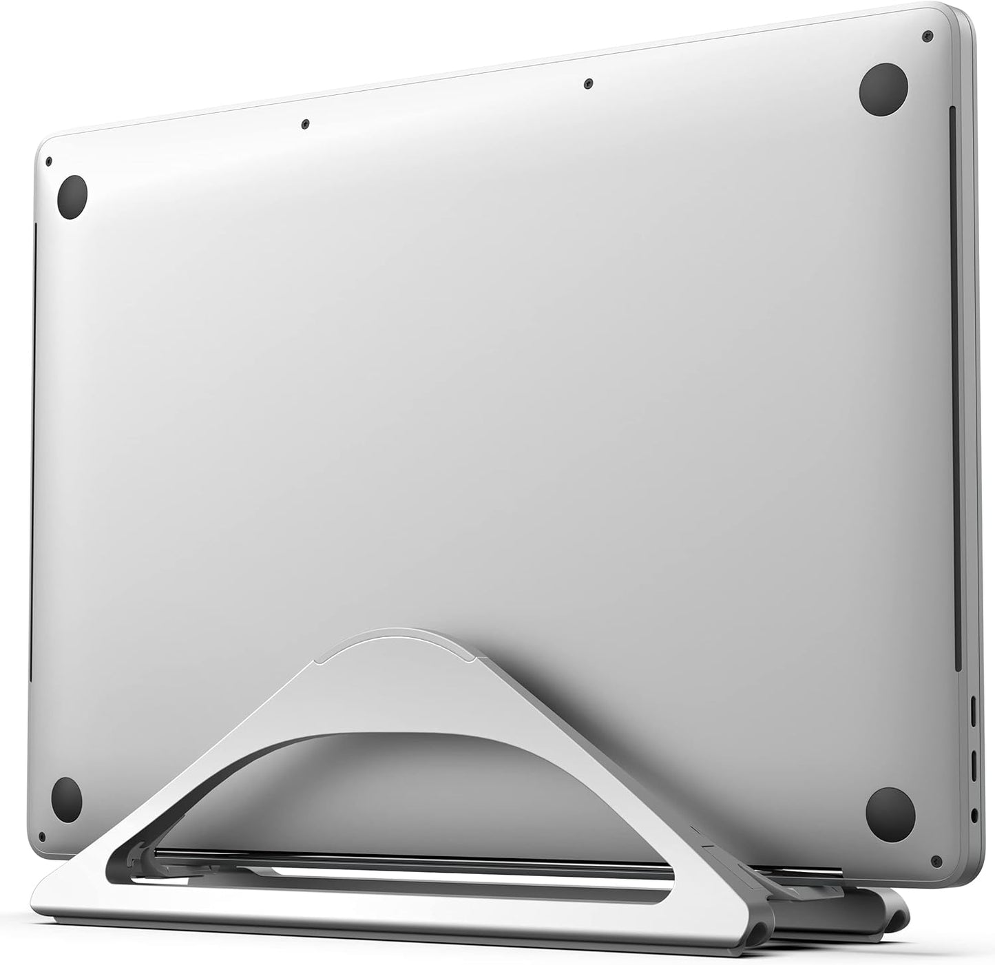 HumanCentric Vertical Laptop Stand for Desks in Matte Black, Upright Adjustable Holder to Dock Apple MacBook Stand, and Other Laptops to Organize Work & Home Office, Automatic Grip