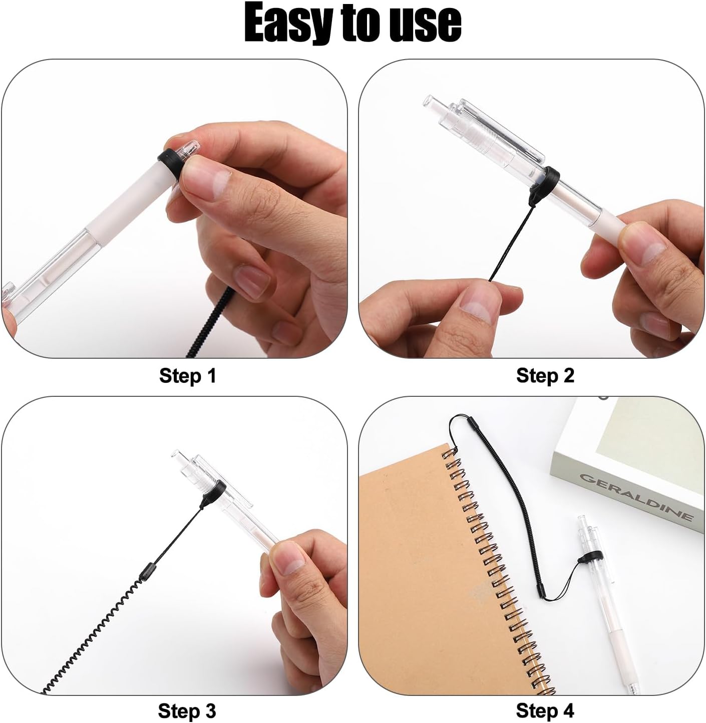 10pcs Pen Lanyards, Elastic Lanyard Tether with Silicone Rings Retractable Stylus Tether Clipboard Pen Strap Tablet Holder Anti-Lose Leash for Tethering Stylus to Touchscreen