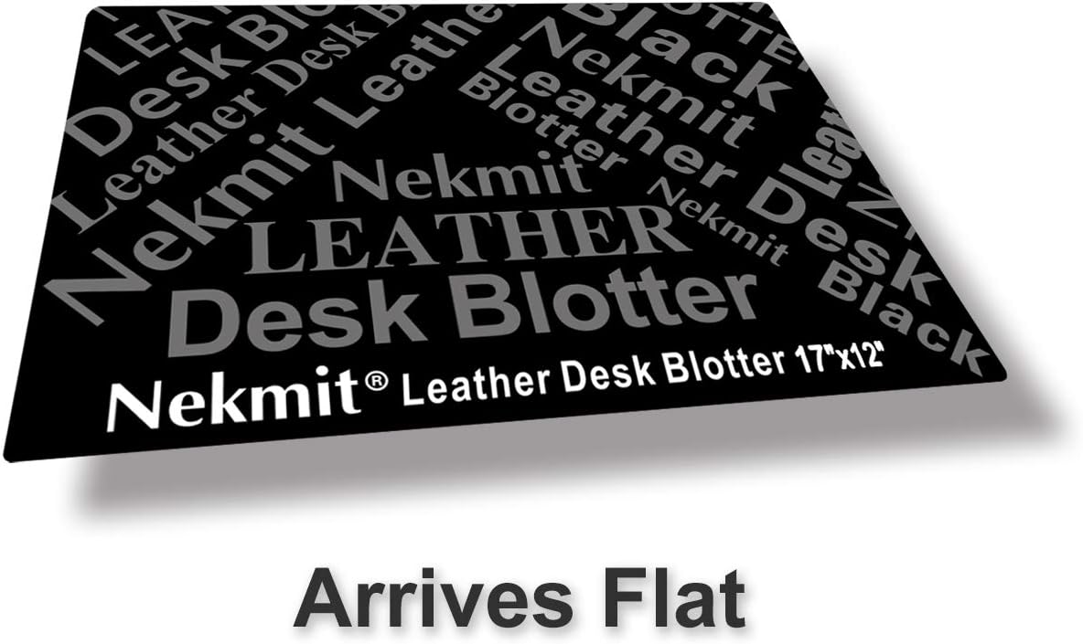 Nekmit Leather Desk Blotter Pad 17 x 12 Inches, Flat, Non-Slip, Waterproof, Black