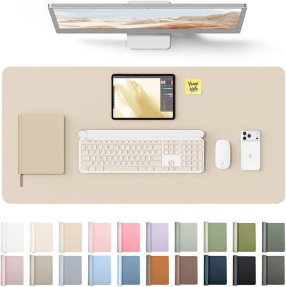 YSAGi Leather Desk Pad Protector, Office Desk Mat, Large Mouse Pad, Non-Slip PU Leather Desk Blotter, Waterproof Laptop Desk Writing Pad for Office and Home (23.6" x 13.8", Eggshell) - Colors A