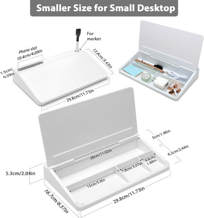 Varhomax Glass Desk Buddy Whiteboard with Storage, Small Dry Erase Desktop White Board Caddy to-do List Memo Notepad for Office, School and Home Office Supplies (Black)