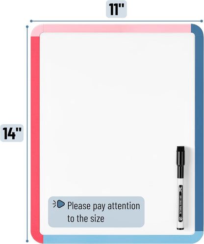 Mr. Pen- Dry Erase Board, 14” x 11” with a Black Dry Erase Marker, White Frame, Small Mini White Board for Students, Fridge, Wall, Locker, Includes Double Sided Tapes