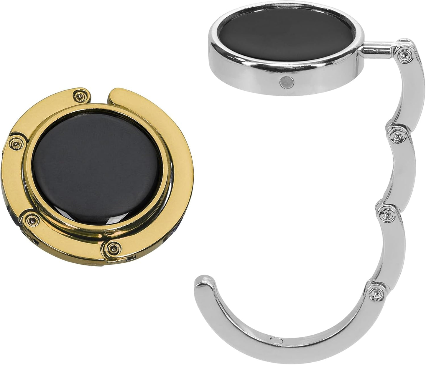 kwmobile Purse Hook for Table - Set of 2 Purse Holder - Folding Handbag Hanger - Portable Bag Holder - Bag Hooks for Desk - Table Hook Black