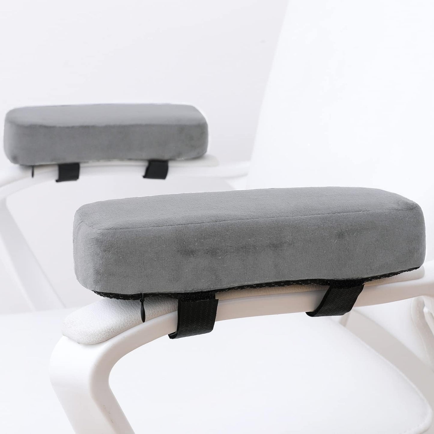 LargeLeaf Extra Thick 2 inches Chair with Memory Foam Armrest Pads 2-Piece Set (Black)