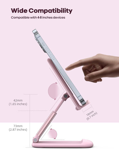Lamicall Cell Phone Stand for Desk - [Height Adjustable] Foldable Mobile Phone Holder, Portable Stand for iPhone 17 16 15 14 13 12 11 Pro Max Plus Air, Galaxy S25, Office Gift, Telephone Accessories