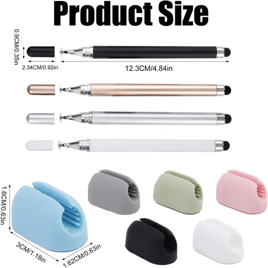 4pcs Stylus Pens and 6pcs Silicone Pen Holders, Capacitive Touch Screen Stylus Pencil Set for iPhone/iPad iOS/Android 15/14 Devices