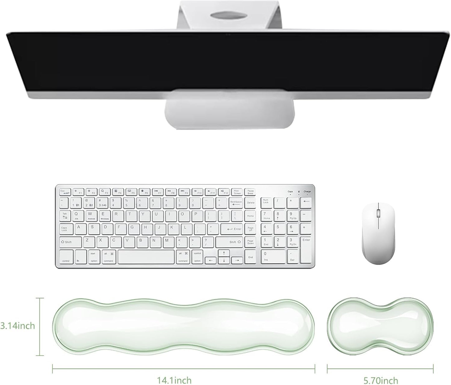Gel Cloud Keyboard and Mouse Wrist Rest, Cute Wrist Support and Arm Support Keyboard Rest for Keyboard and Mouse Typing Pain Relief，Suitable for Office/Computer/Laptop/Gaming（White）