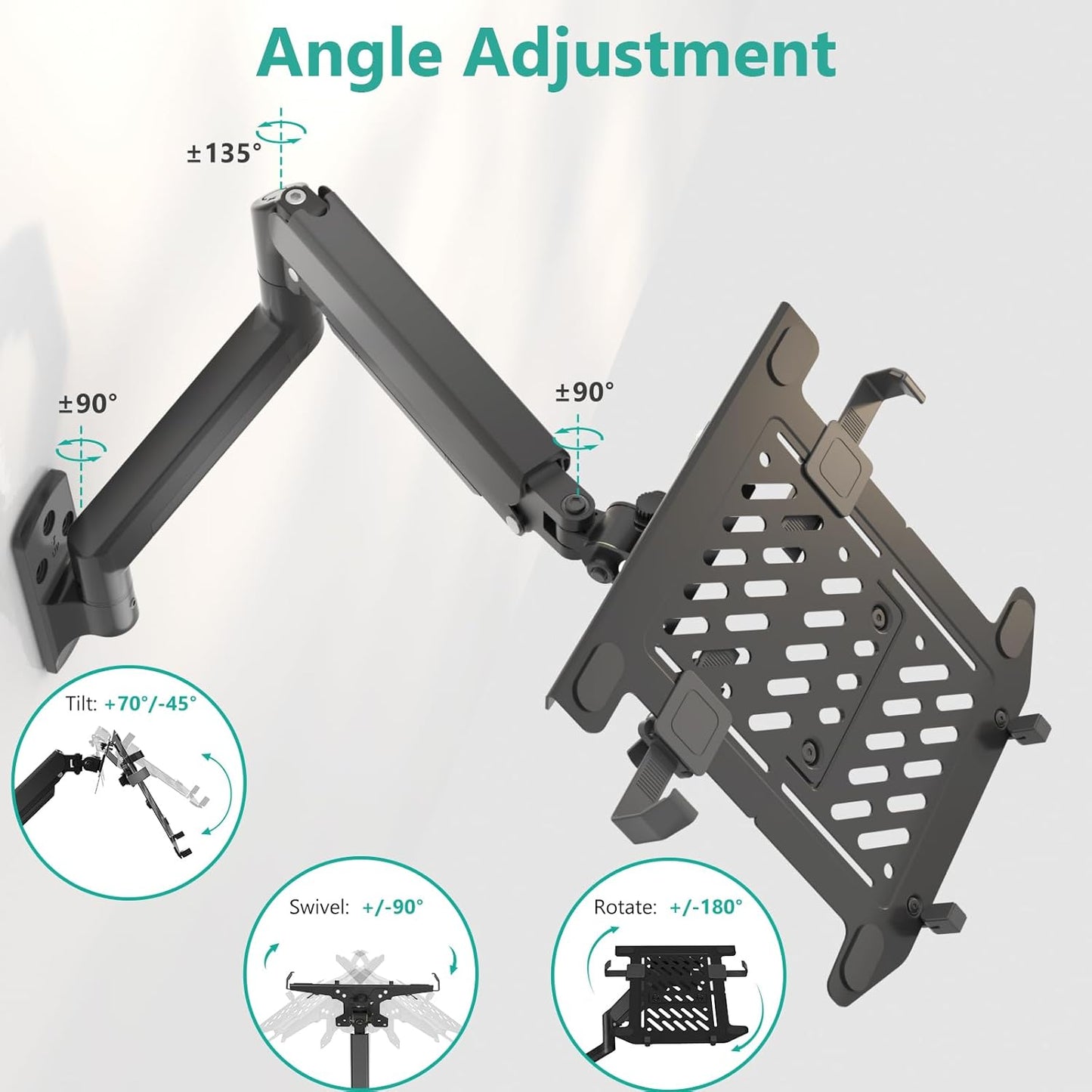WALI Single Arm Laptop and Monitor Desk Mount for 17" Notebook and Up to 32" Screen, 2-in-1 Adjustable Monitor Arm with Laptop Tray, VESA 75x75 100x100,Holds 22-26.4 lbs, Black (GSMP001NLP)