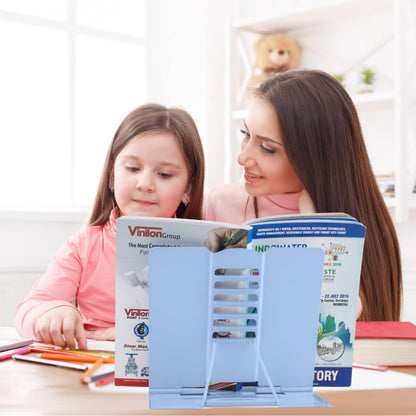 Honagu Book Stand Metal Desk Book Holder, Book Holders for Reading Hands Free, Adjustable Cookbook Documents Holder, Portable Bookstand for Music Books, Textbook, Recipe, Tablet, Ipad (Black)