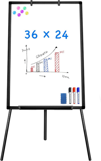 Easel Whiteboard - Magnetic Portable Dry Erase 36 x 24 Tripod Height Adjustable, 3' x 2' Flipchart Easel Stand White Board for Office or Teaching at Home & Classroom (36x24 White)