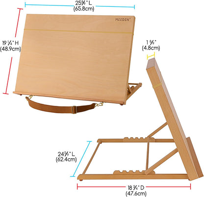 MEEDEN Extra Large(20"x 30") Wooden Tabletop Easel for Painting, 5-Position Adjustable Drawing & Sketching Board, Portable Beechwood Desktop Art Easel Stand for Adults, Artists, Beginners & Student