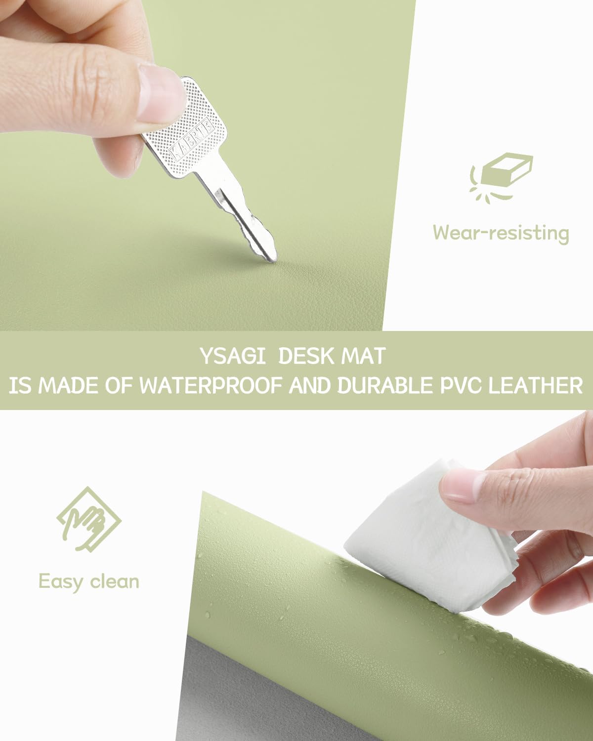 YSAGi Non-Slip Leather Desk Pad, Waterproof Laptop Computer Desk Keyboard Mat, Table Protector Blotter Mat, Large Mouse Pad for Office/Work/Home/Decor(Black, 31.5" x 15.7")