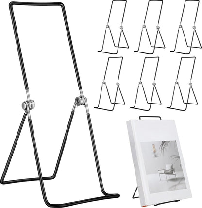 6 Pack 9.17 Inch Large Metal Book Stand for Display Adjustable Display Holder Easel Collector Stand for Home Office Back to School Books Frames Comic Plates Album CD Magazine