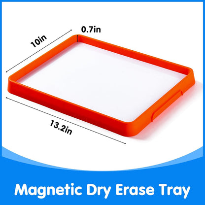 Magnetic Board for Kids – 13.2" X 10" - Magnetic Dry Erase Tray | Stackable Magnetic Tray for Classroom, Home, Travel & Preschool Learning (Cyan)