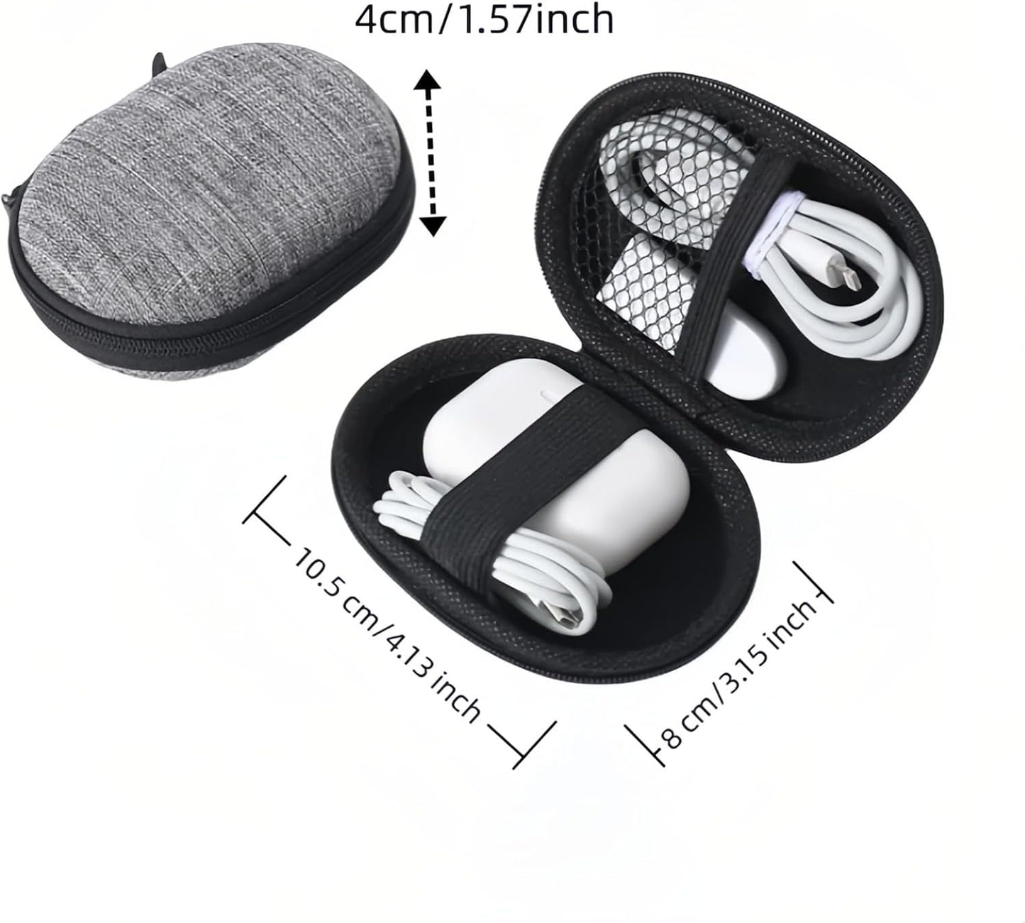 Chinshwehaw Electronic Accessories Organizer Bag: EVA Hard Shell Shockproof, Hard Shell Tech Organizer Case - Water Resistant Travel Storage for Cables Charger Earphones USB SD Card (Rectangle)